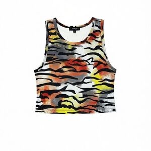 Ed Hardy Y2K Premier Tiger Print Camo Crop Tank Top Small NWT